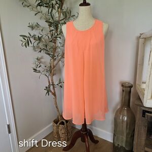 Elegant Peach Sleeveless Shift Dress